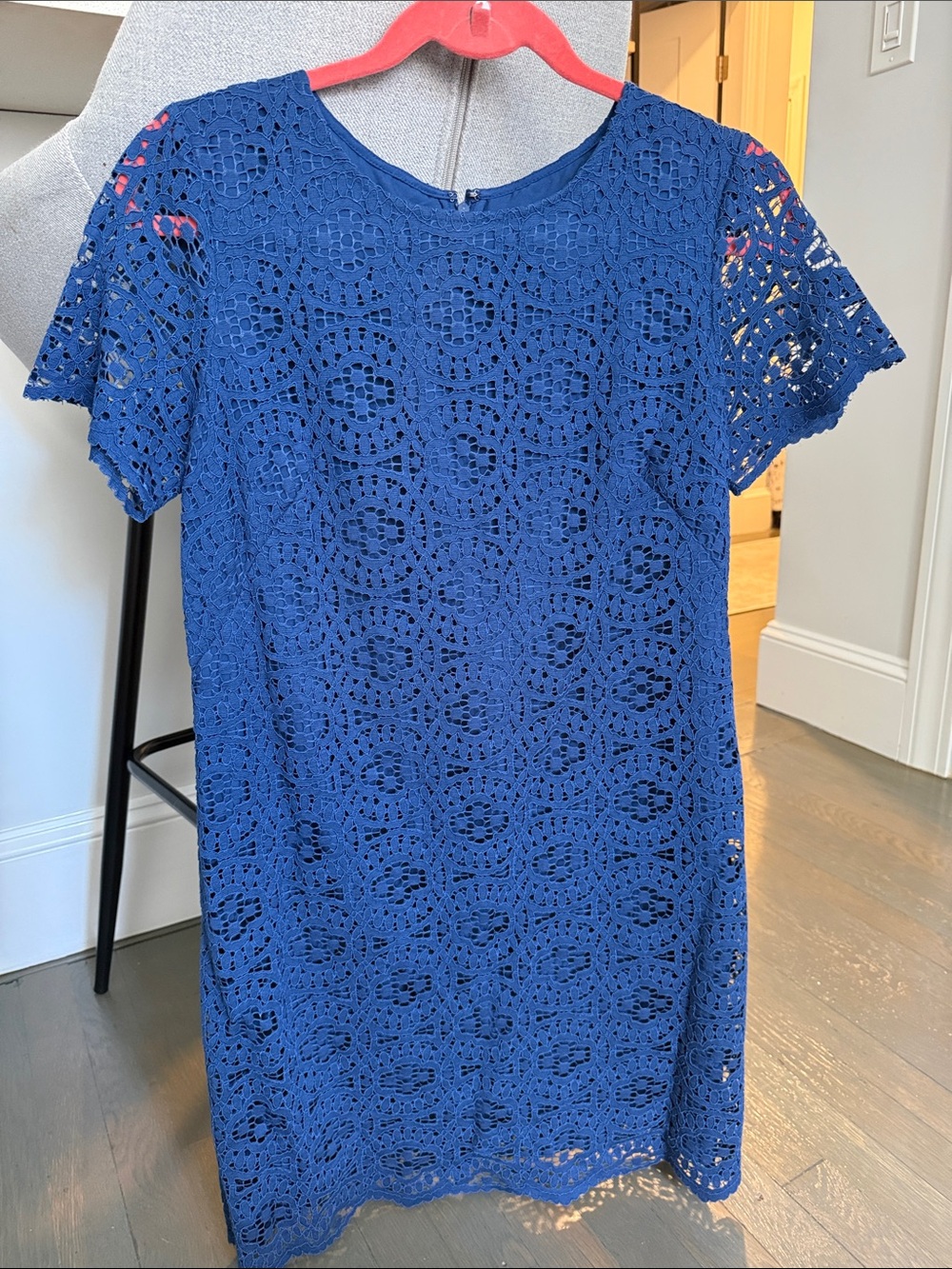 Ann Taylor Crochet Lace Short Sleeve Dress in Blue